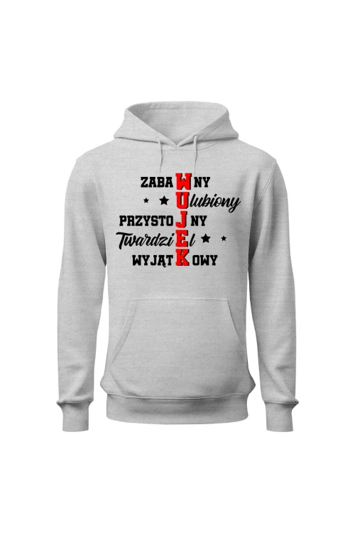 Bluza męska z kapturem Wujek cechy krzyżówka - szara
