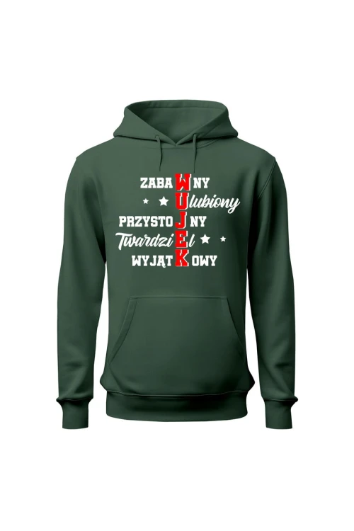 Bluza męska z kapturem Wujek cechy krzyżówka - zielona