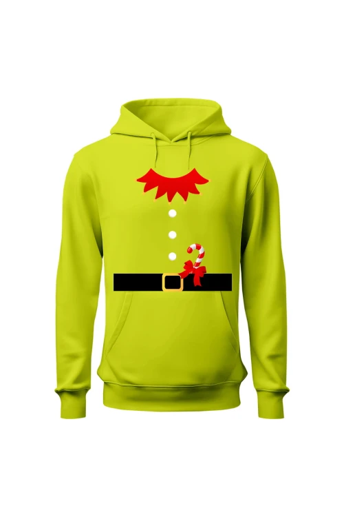 Bluza męska z kapturem Strój świątecznego elfa - limonka