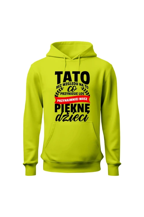 Bluza męska z kapturem Przynajmniej masz piękne dzieci - limonka