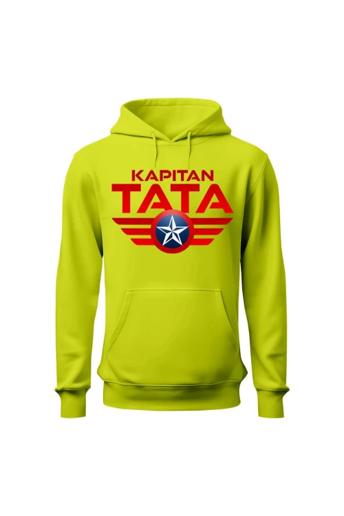 Bluza męska z kapturem Kapitan Tata - limonka