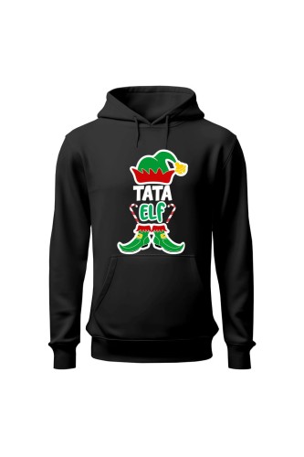 Bluza męska z kapturem Tata elf - czarna