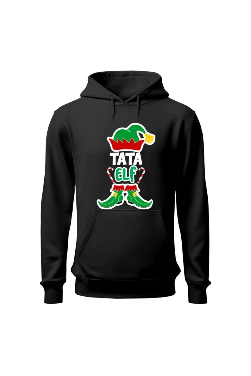 Bluza męska z kapturem Tata elf - czarna
