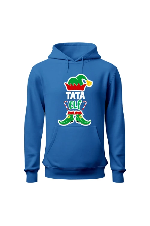 Bluza męska z kapturem Tata elf - niebieska