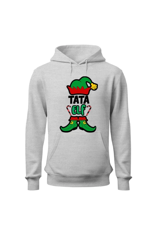 Bluza męska z kapturem Tata elf - szara