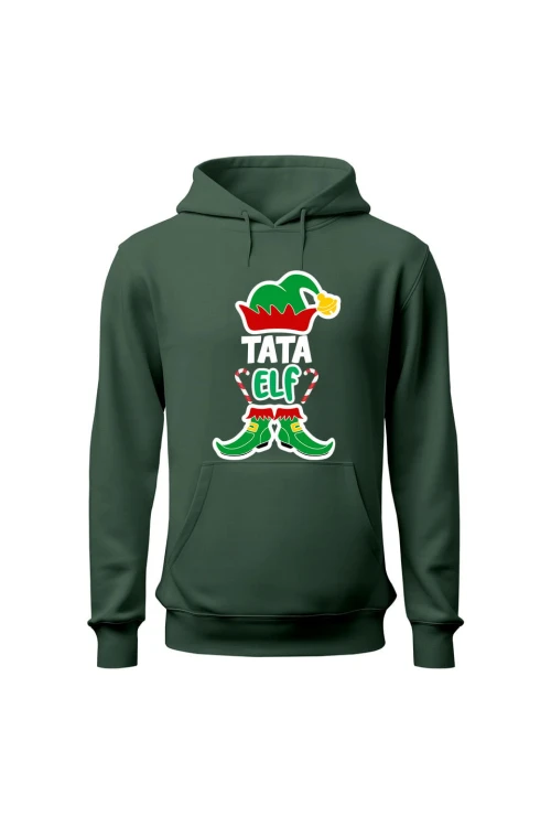 Bluza męska z kapturem Tata elf - zielona