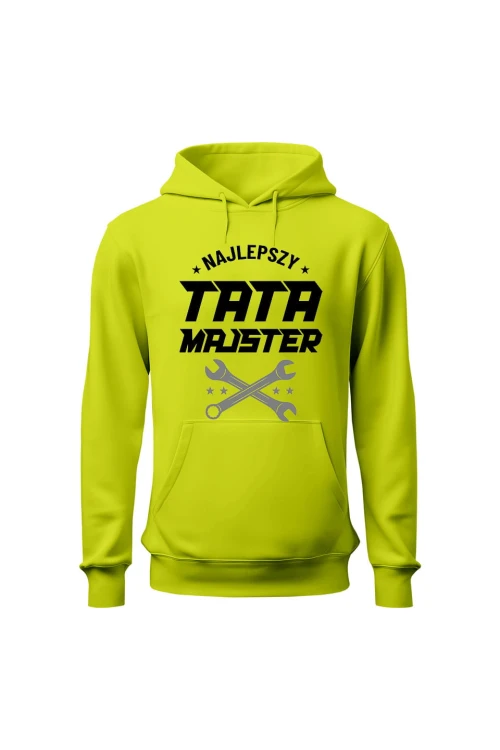 Bluza męska z kapturem Najlepszy tata majster - limonka