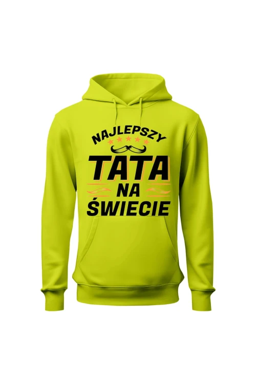Bluza męska z kapturem Najlepszy tata na świecie - limonka