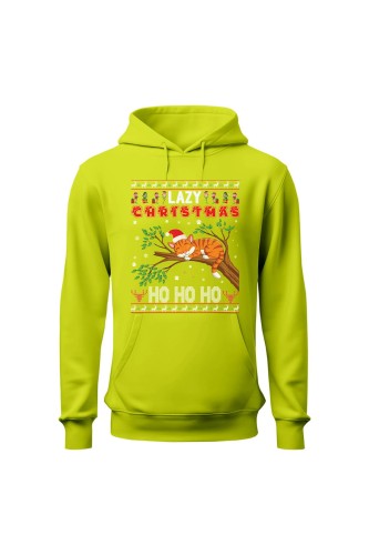 Bluza męska z kapturem Lazy christmas ho ho ho - limonka