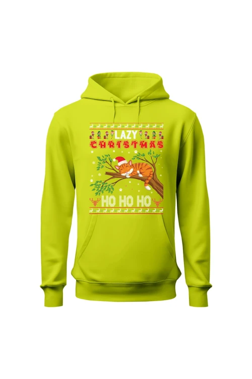 Bluza męska z kapturem Lazy christmas ho ho ho - limonka
