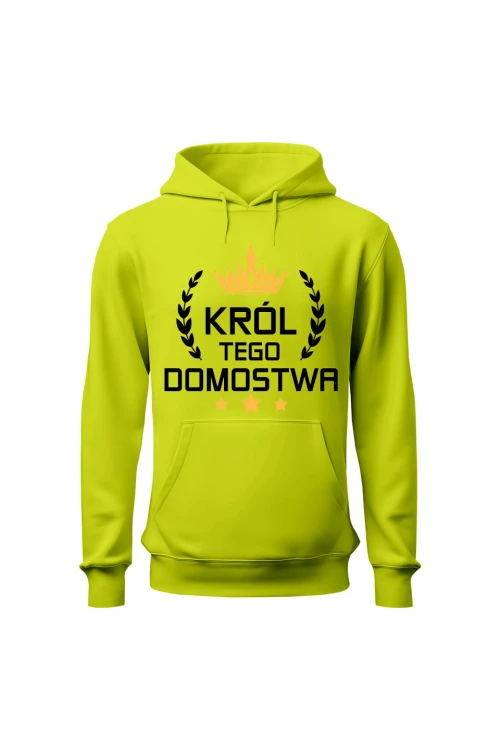 Bluza męska z kapturem Król tego domostwa - limonka