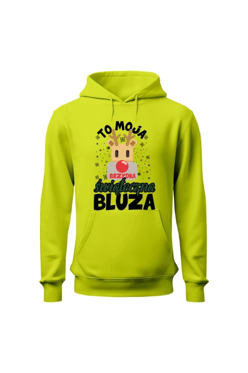 Bluza męska z kapturem To moja brzydka świąteczna bluza - limonka