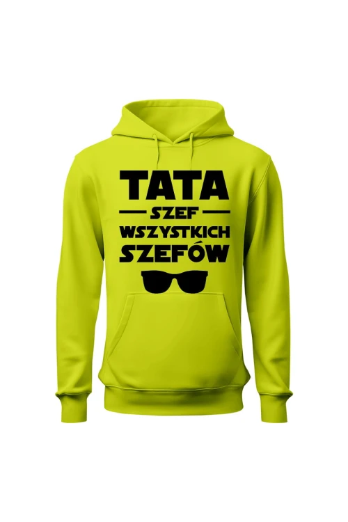 Bluza męska z kapturem Tata szef wszystkich szefów - limonka