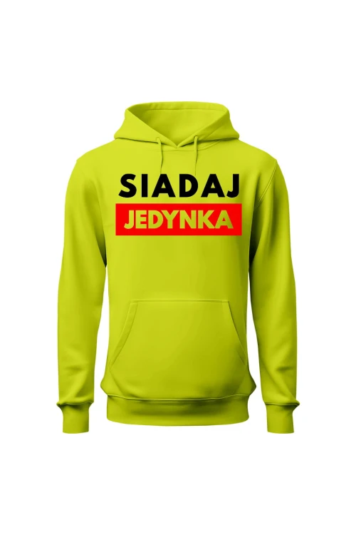 Bluza męska z kapturem Siadaj jedynka - limonka