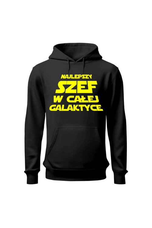 Bluza męska z kapturem Najlepszy szef w całej galaktyce - czarna