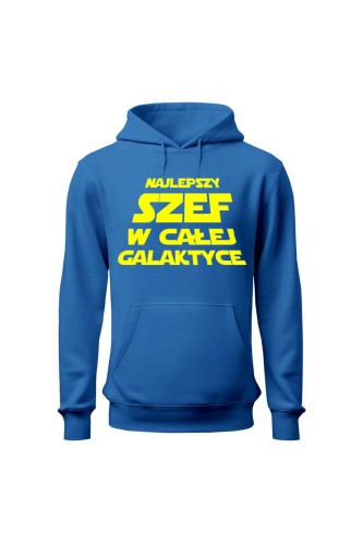 Bluza męska z kapturem Najlepszy szef w całej galaktyce - niebieska