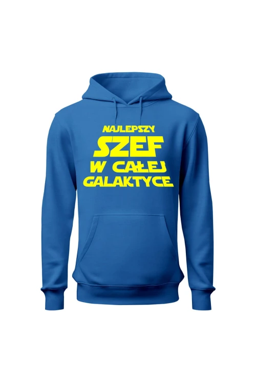 Bluza męska z kapturem Najlepszy szef w całej galaktyce - niebieska