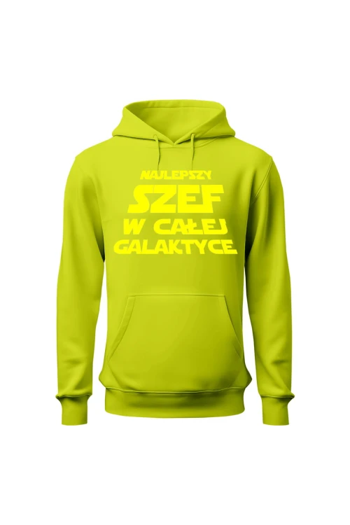 Bluza męska z kapturem Najlepszy szef w całej galaktyce - limonka