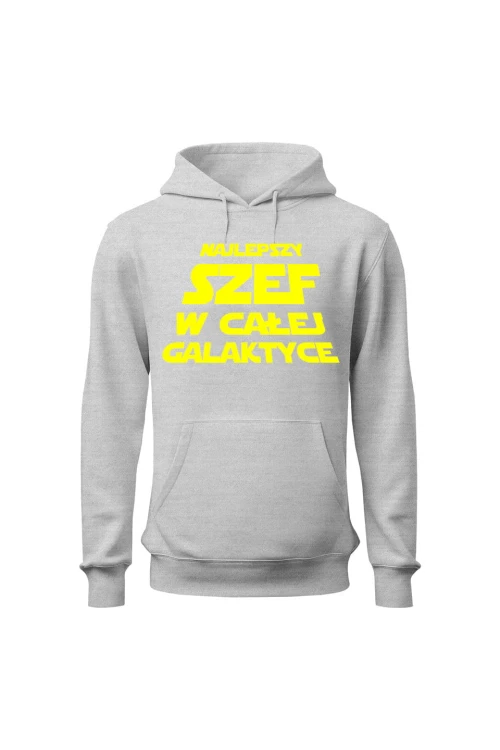 Bluza męska z kapturem Najlepszy szef w całej galaktyce - szara