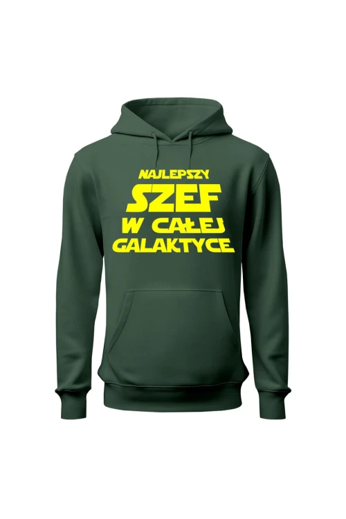 Bluza męska z kapturem Najlepszy szef w całej galaktyce - zielona