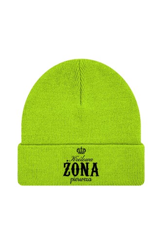 Czapka zimowa Królowa Żona pierwsza - limonka