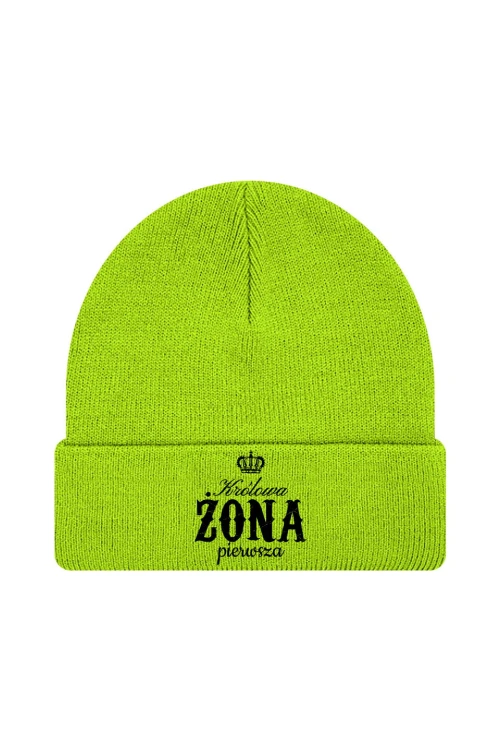 Czapka zimowa Królowa Żona pierwsza - limonka