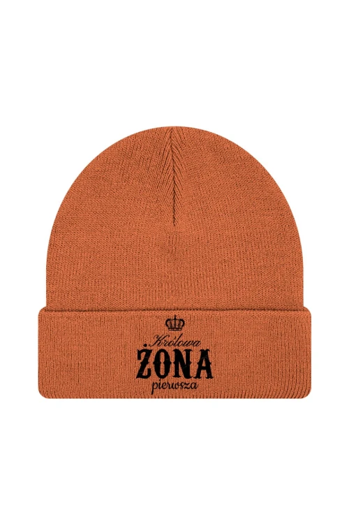 Czapka zimowa Królowa Żona pierwsza - pomarańczowa