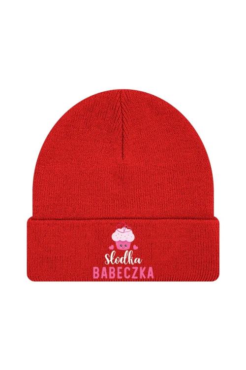 Czapka zimowa Słodka babeczka - czerwona