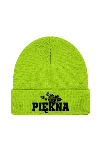 Czapka zimowa Piękna - limonka