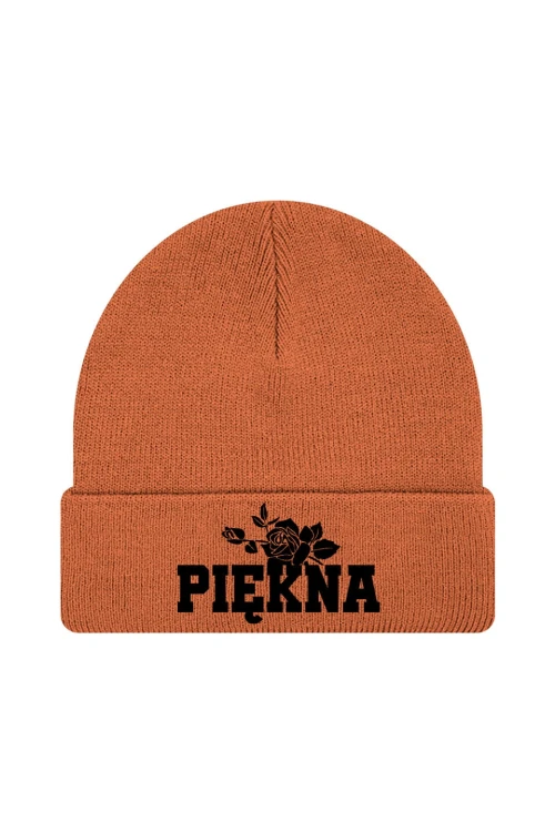 Czapka zimowa Piękna - pomarańczowa