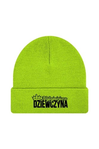 Czapka zimowa Najfajniejsza dziewczyna - limonka