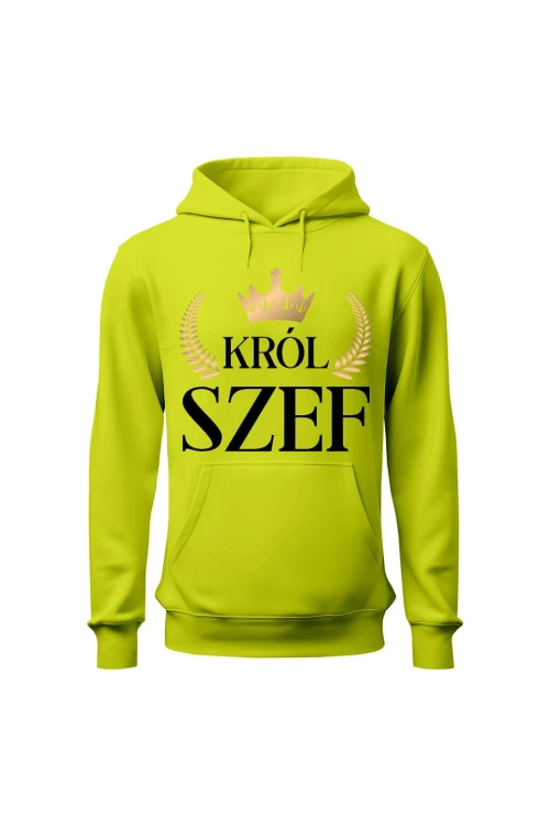Bluza męska z kapturem Król szef - limonka