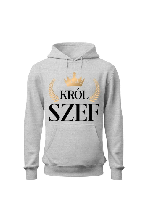 Bluza męska z kapturem Król szef - szara
