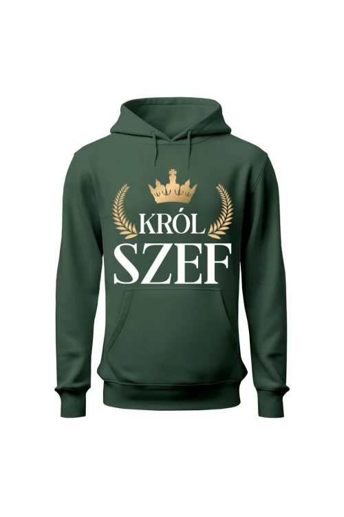 Bluza męska z kapturem Król szef - zielona