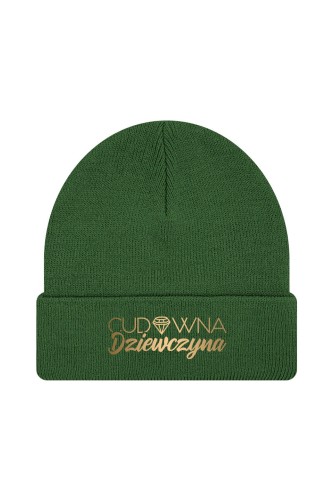 Czapka zimowa Cudowna dziewczyna - ciemnozielona