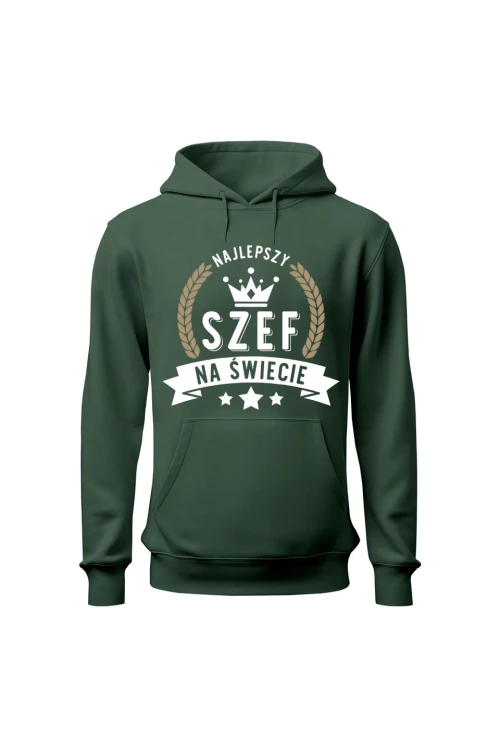 Bluza męska z kapturem Najlepszy szef na świecie - zielona