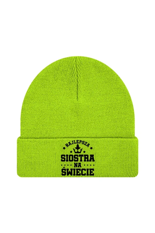 Czapka zimowa Najlepsza siostra na świece - limonka