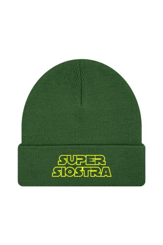 Czapka zimowa Super siostra - ciemnozielona