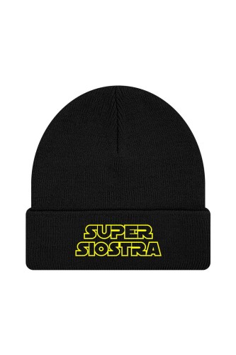 Czapka zimowa Super siostra - czarna