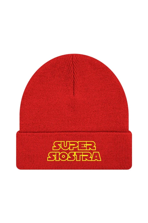 Czapka zimowa Super siostra - czerwona