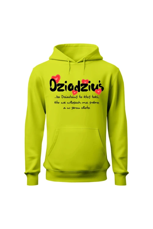 Bluza męska z kapturem Dziadziuś - limonka