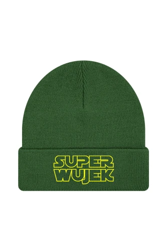 Czapka zimowa Super wujek żółty napis