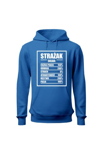 Bluza męska z kapturem Strażak skład - niebieska