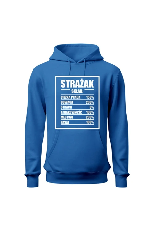 Bluza męska z kapturem Strażak skład - niebieska