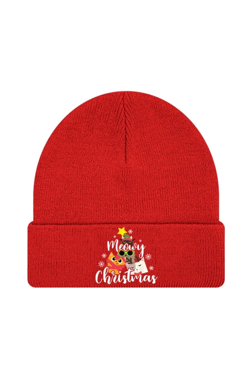 Czapka zimowa Meowy Christmas - czerwona