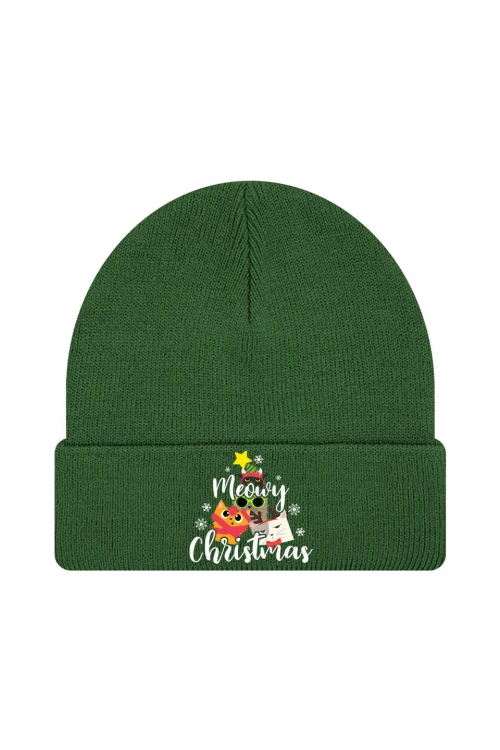 Czapka zimowa Meowy Christmas - ciemnozielona