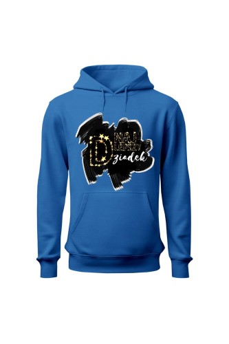 Bluza męska z kapturem Najlepszy dziadek - niebieska