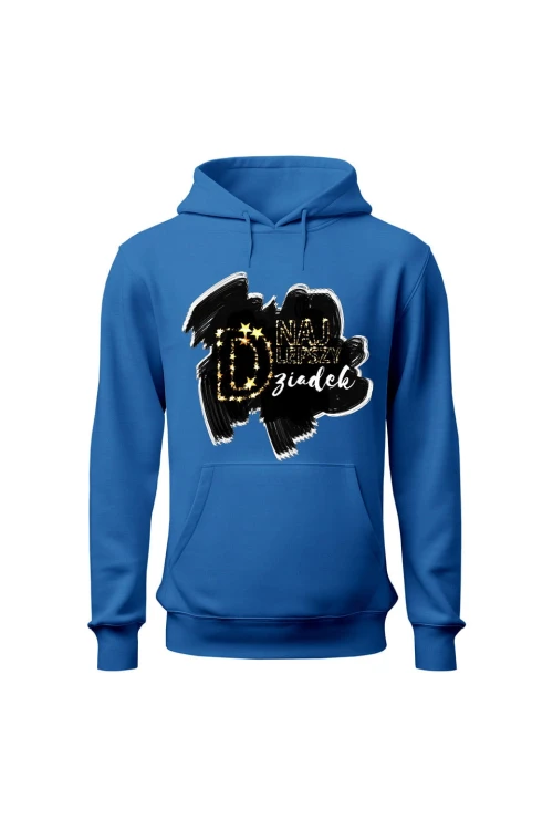 Bluza męska z kapturem Najlepszy dziadek - niebieska