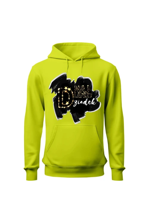 Bluza męska z kapturem Najlepszy dziadek - limonka