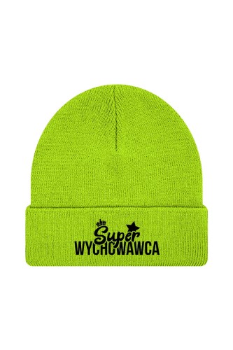 Czapka zimowa Super wychowawca - limonka